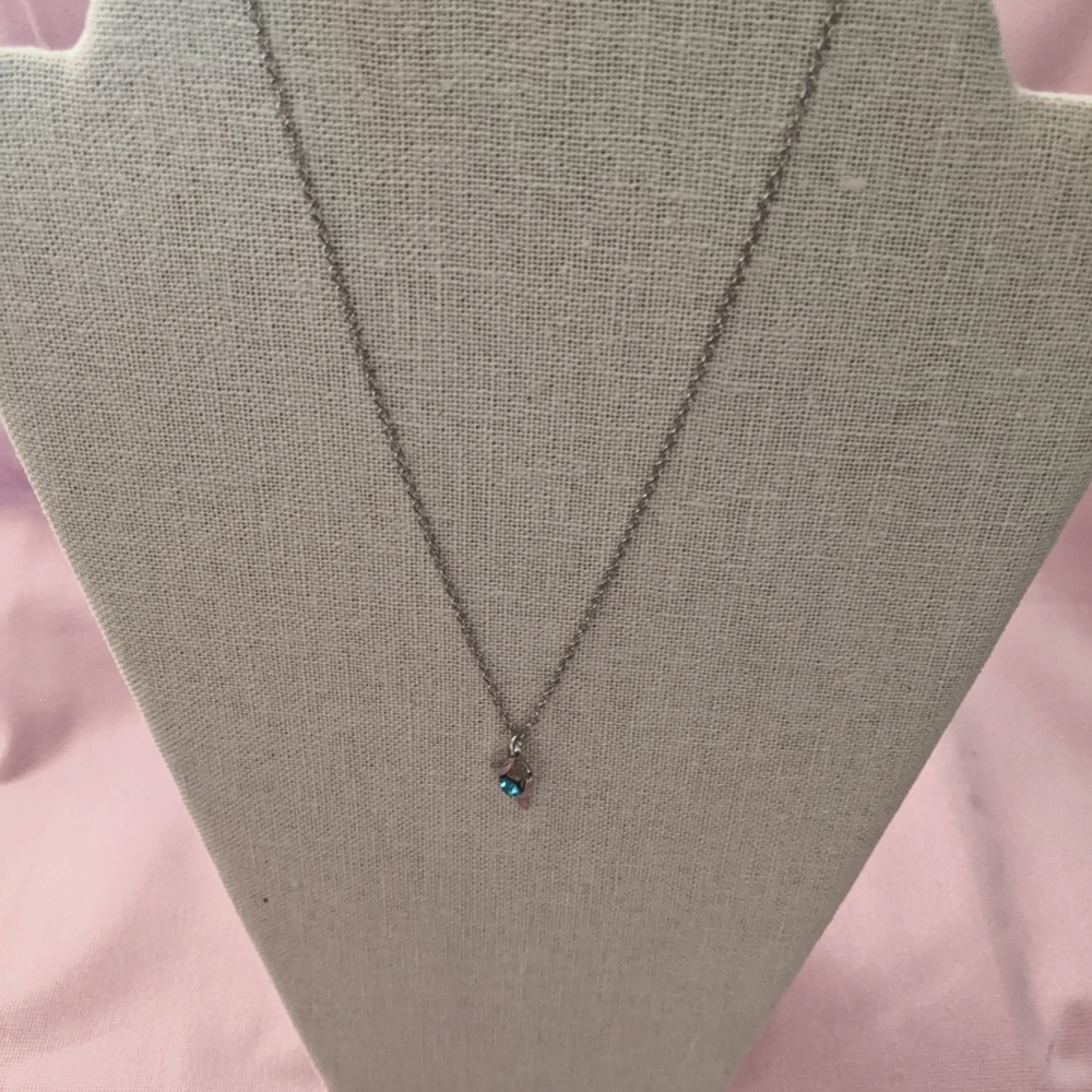 Blue Faux Topaz Pendant Necklace